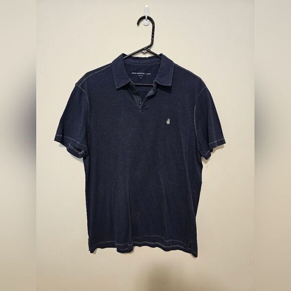 John Varvatos Mens Blue Polo Medium - Picture 1 of 4